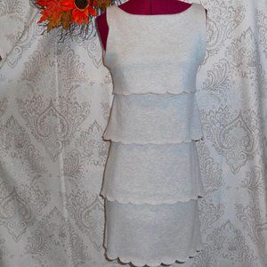 Philosophy XS Light Gray Sleeveless Dress Scalloped Tiers